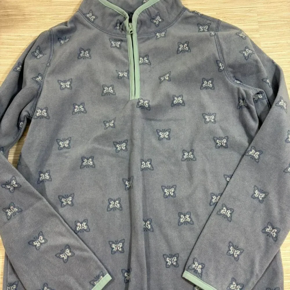 OSHKOSH 14 fleece owl print quarter zip pull over for kids EUC